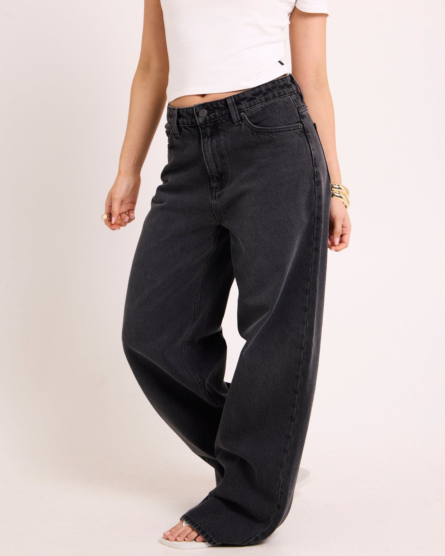 Mid Slouch Relaxed Denim Jeans Basalt